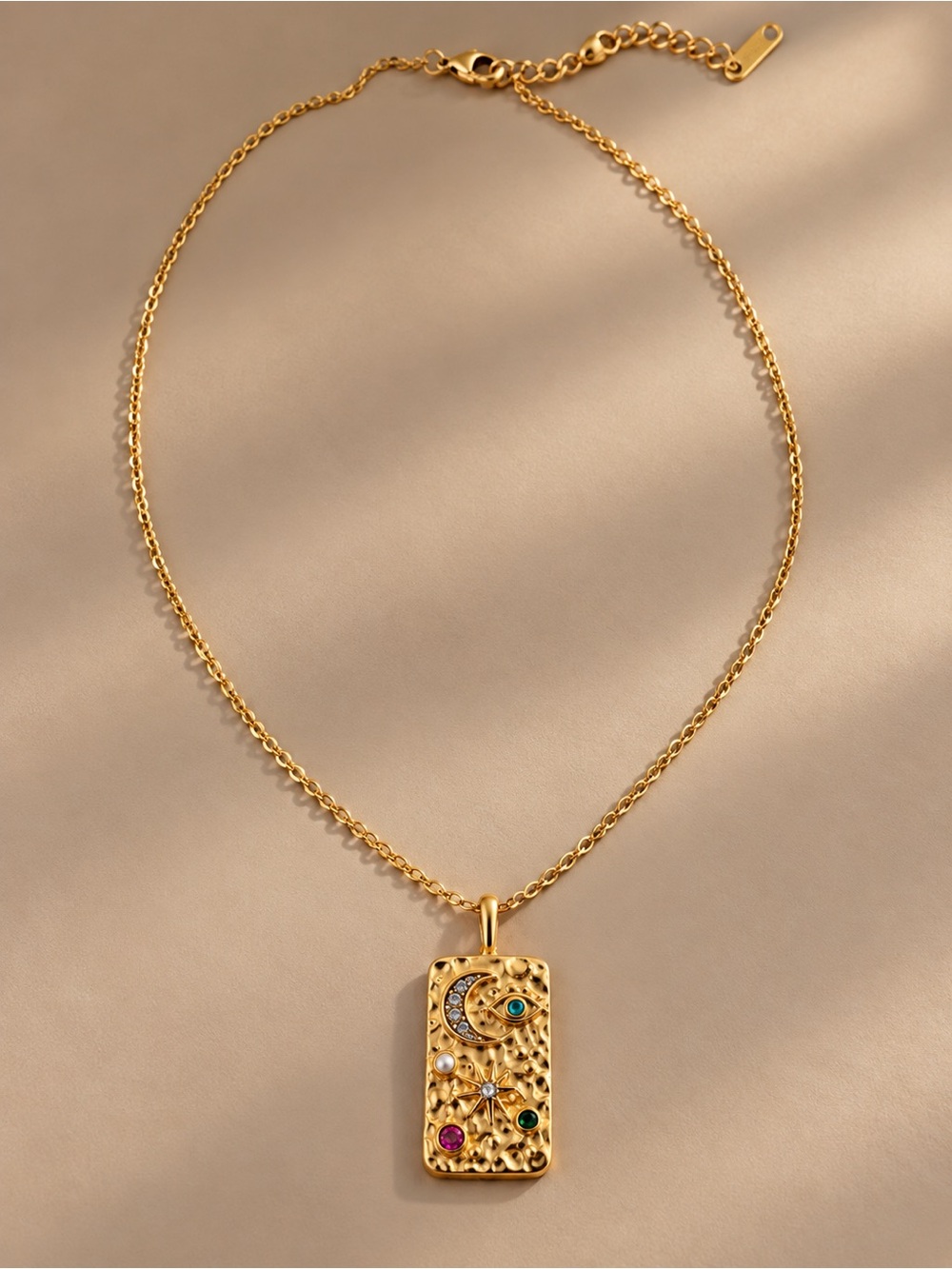 Gold Celestial Multi-Stone Pendant Necklace
